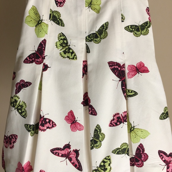 TALBOTS Ivory skirt w/ pink and green butterflies -  SZ 6 petite - Picture 2 of 9